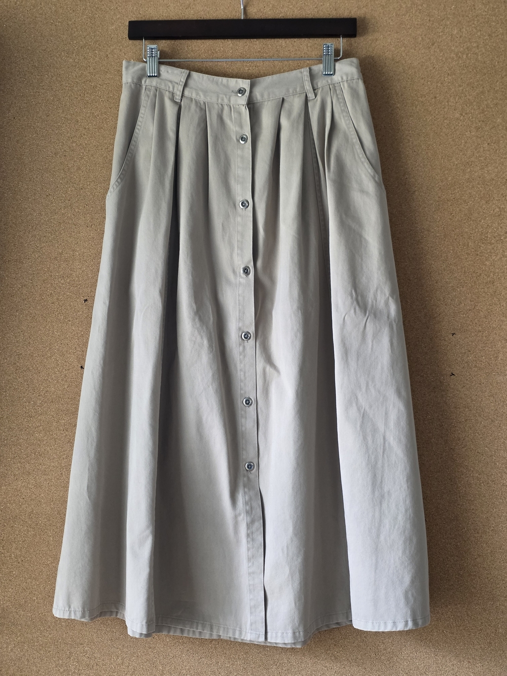 Vintage Classic Elements NWT Cotton Pleated Skirt 16 Beige Khaki New Old Stock